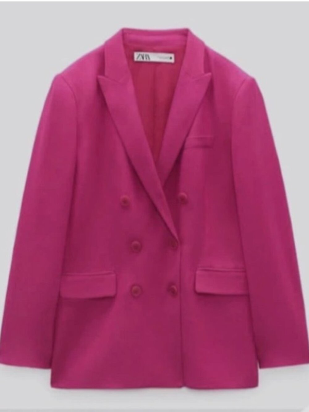 Zara Fuschia Double-Breasted Blazer